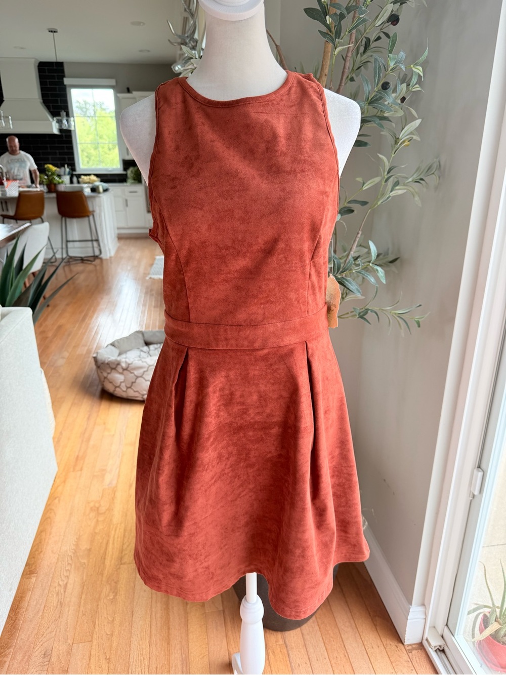 NWTAltar'd State Sleeveless Mini Faux suede Dress in Rust